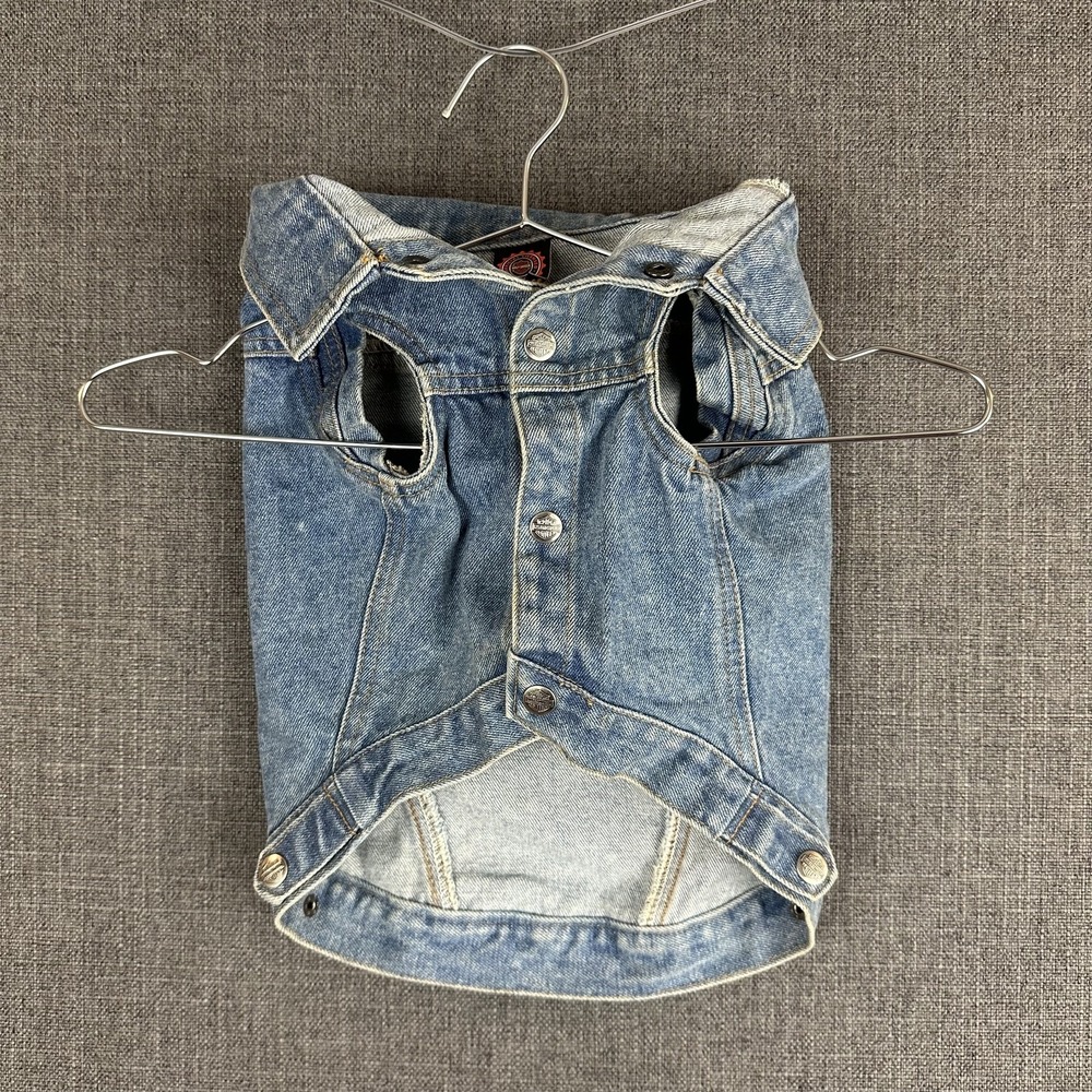 Vintage Harley-Davidson Dog Denim Vest Jacket Medium 2001 Pet Apparel‎ Jean M